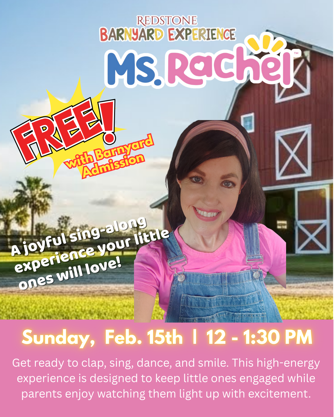 Ms. Rachel<br />Sunday Feb. 15<br>12 - 1:30 PM